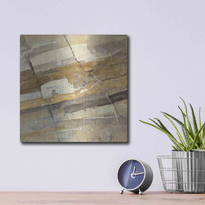 Luxe Metal Art 'Gold Streak' by Albena Hristova, Metal Wall Art,12x12