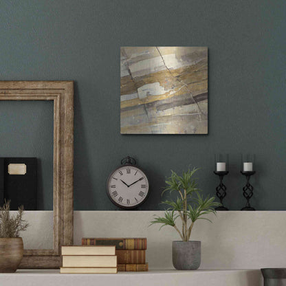 Luxe Metal Art 'Gold Streak' by Albena Hristova, Metal Wall Art,12x12