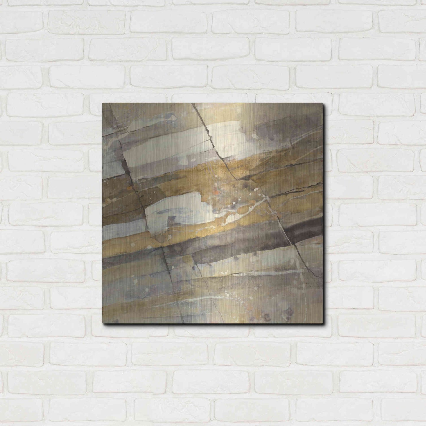Luxe Metal Art 'Gold Streak' by Albena Hristova, Metal Wall Art,24x24