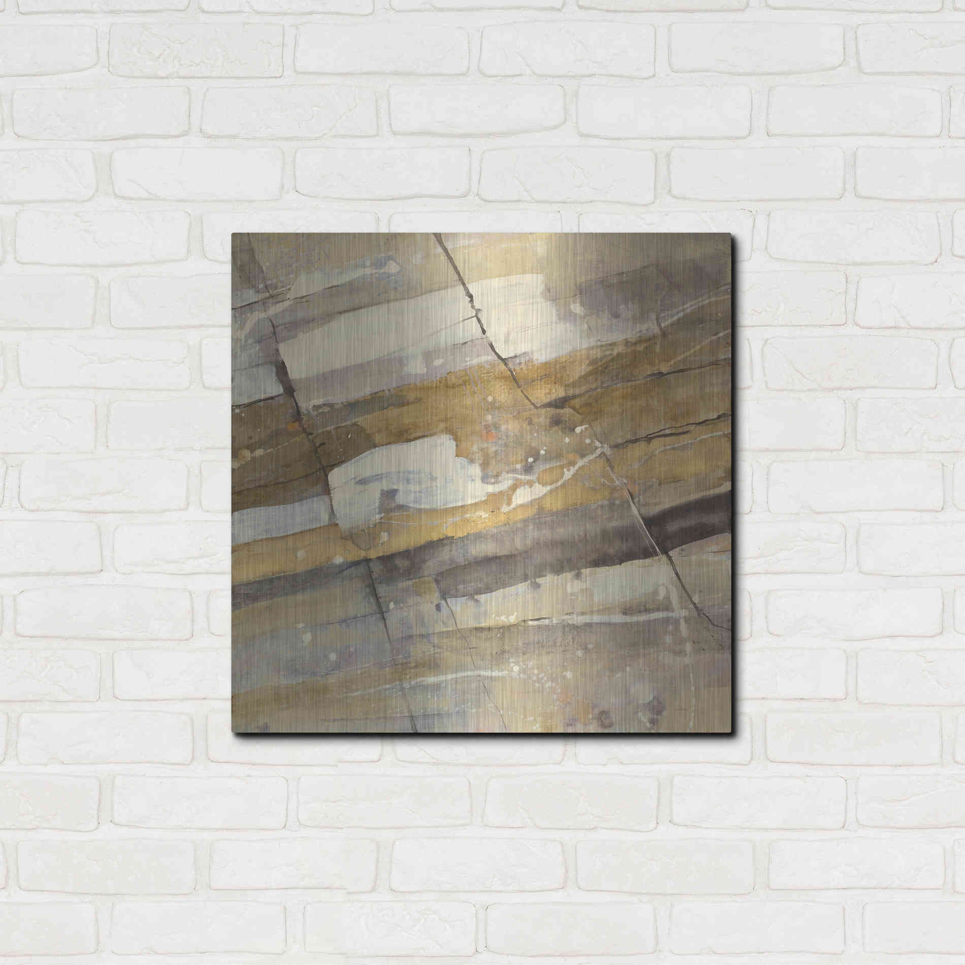 Luxe Metal Art 'Gold Streak' by Albena Hristova, Metal Wall Art,24x24
