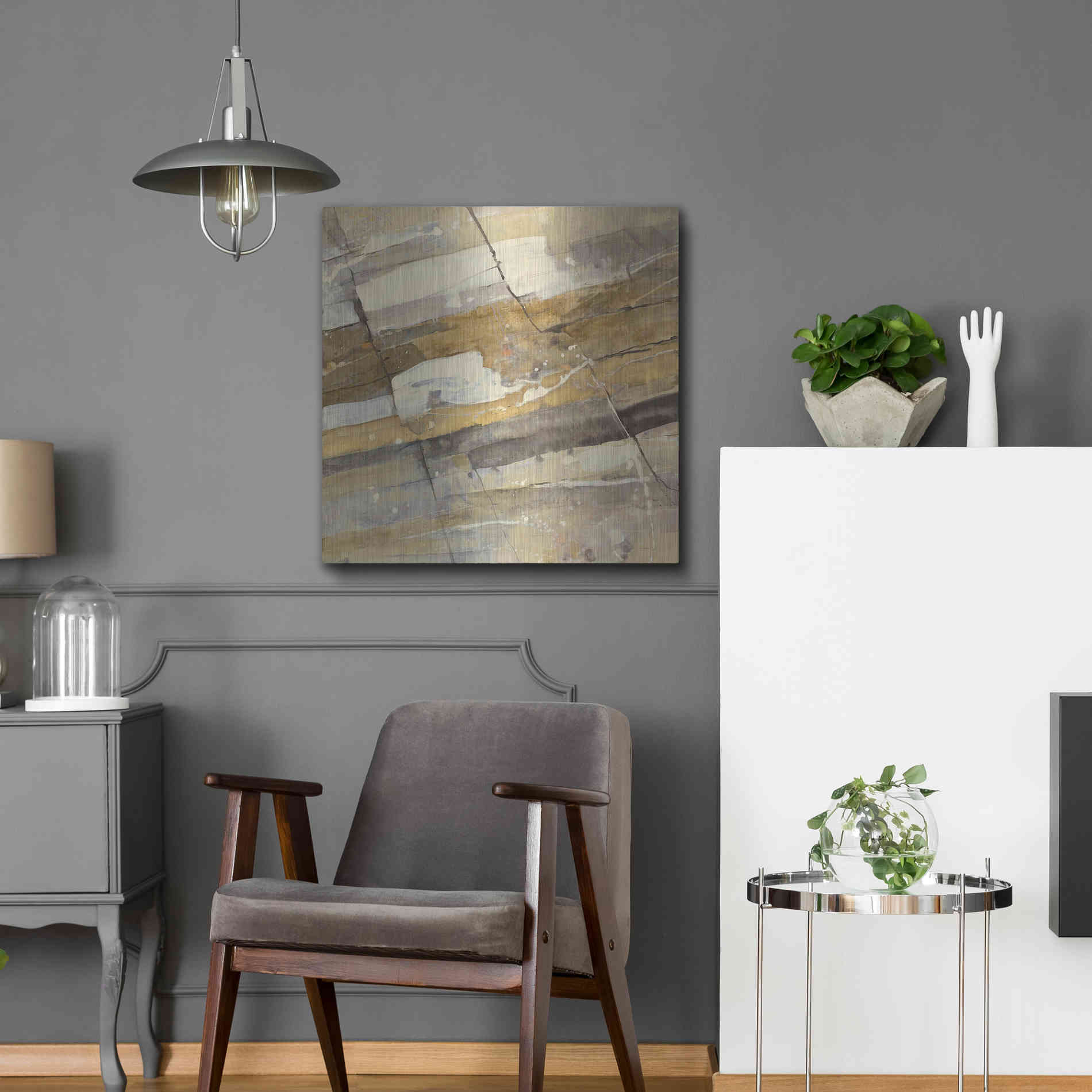 Luxe Metal Art 'Gold Streak' by Albena Hristova, Metal Wall Art,24x24