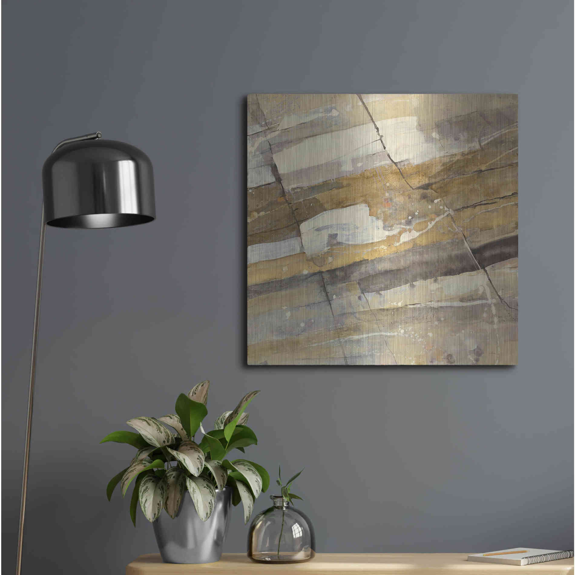 Luxe Metal Art 'Gold Streak' by Albena Hristova, Metal Wall Art,24x24