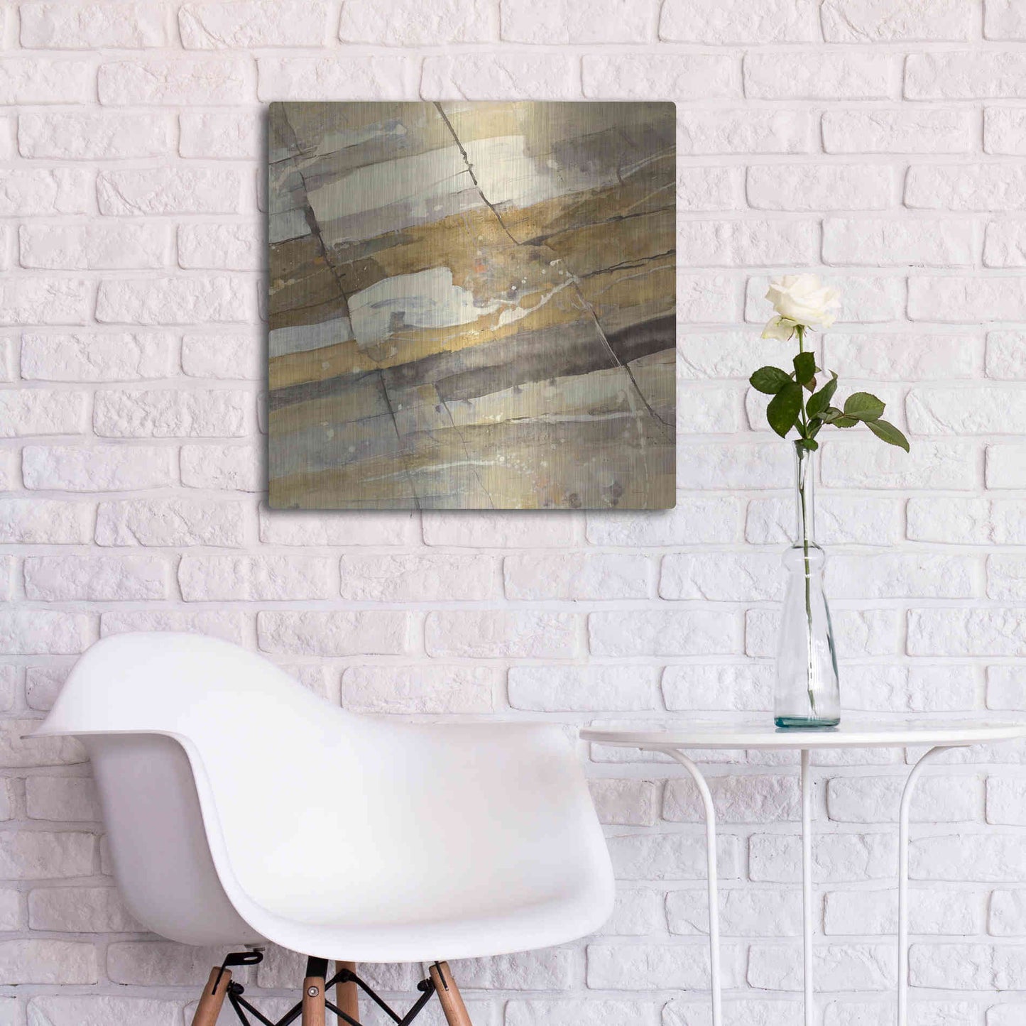 Luxe Metal Art 'Gold Streak' by Albena Hristova, Metal Wall Art,24x24