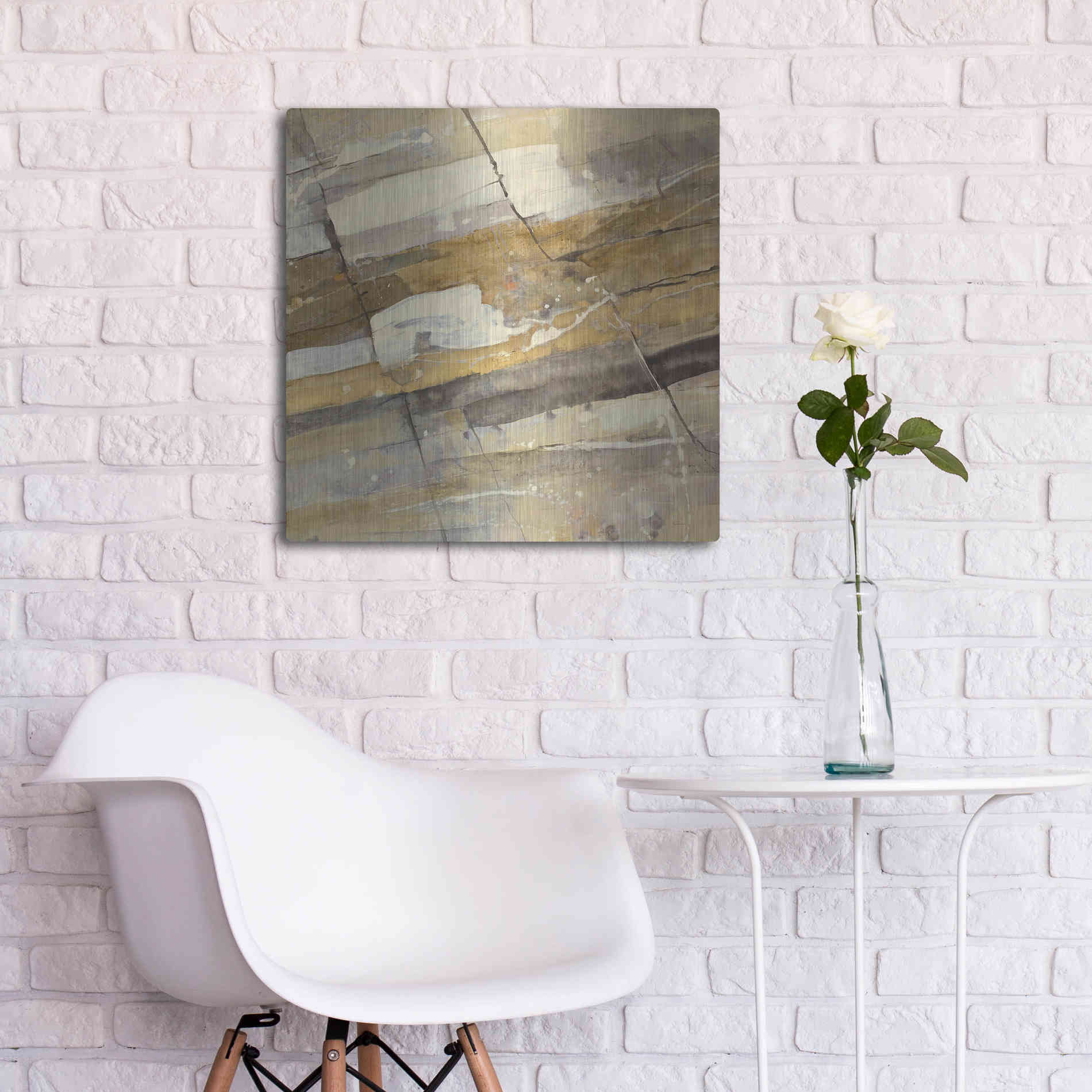 Luxe Metal Art 'Gold Streak' by Albena Hristova, Metal Wall Art,24x24