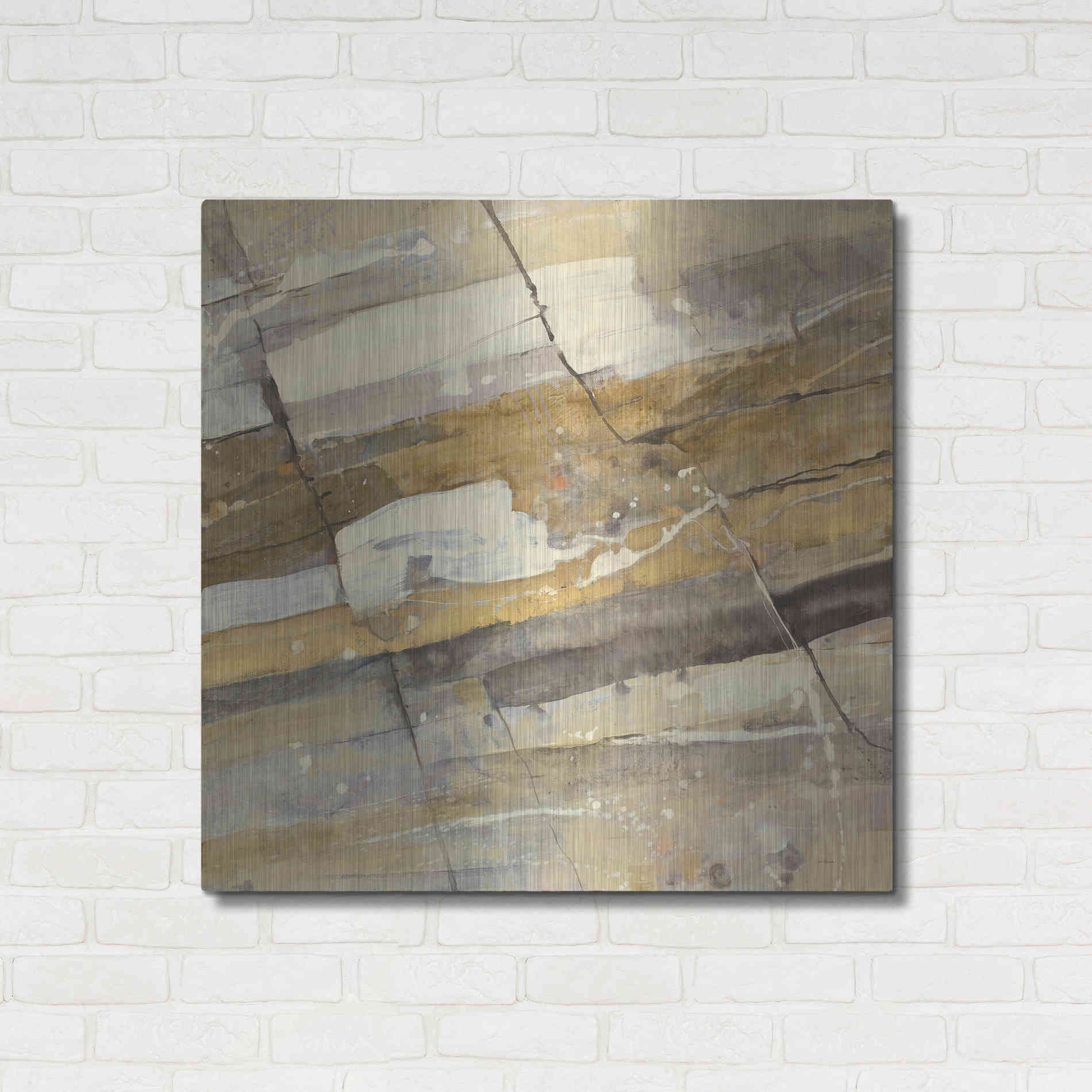 Luxe Metal Art 'Gold Streak' by Albena Hristova, Metal Wall Art,36x36