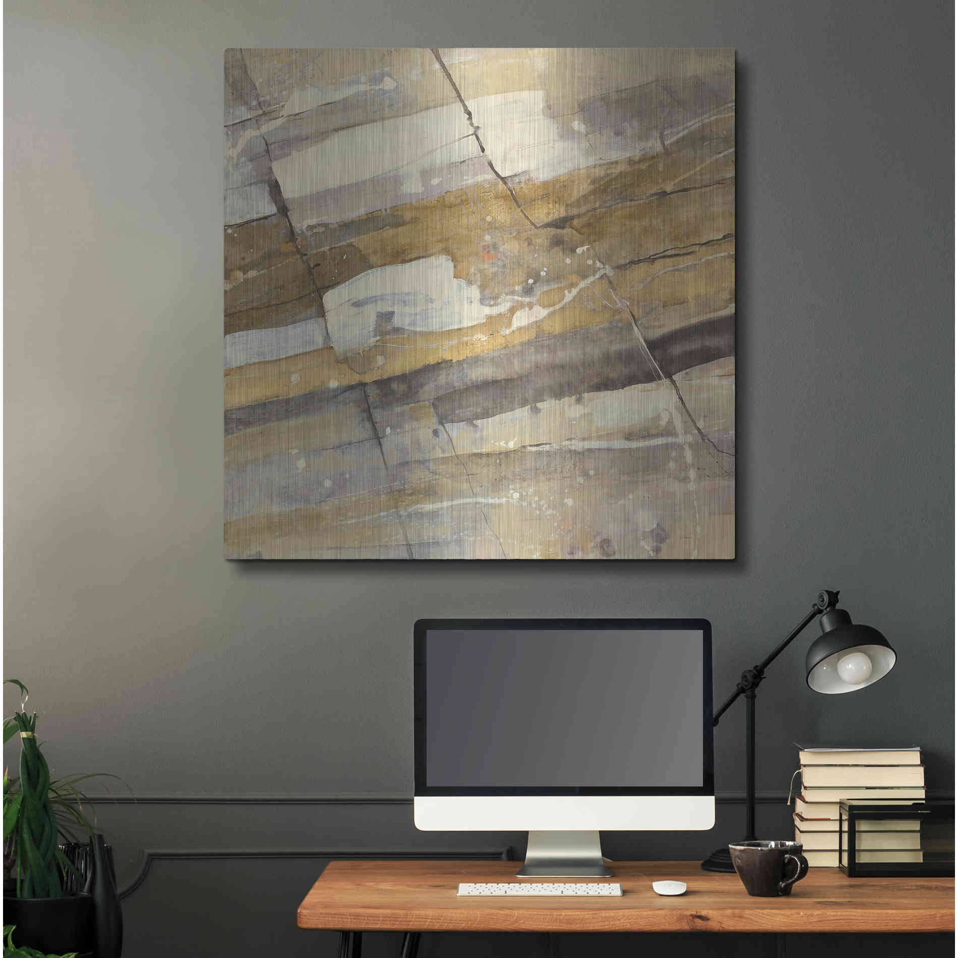 Luxe Metal Art 'Gold Streak' by Albena Hristova, Metal Wall Art,36x36