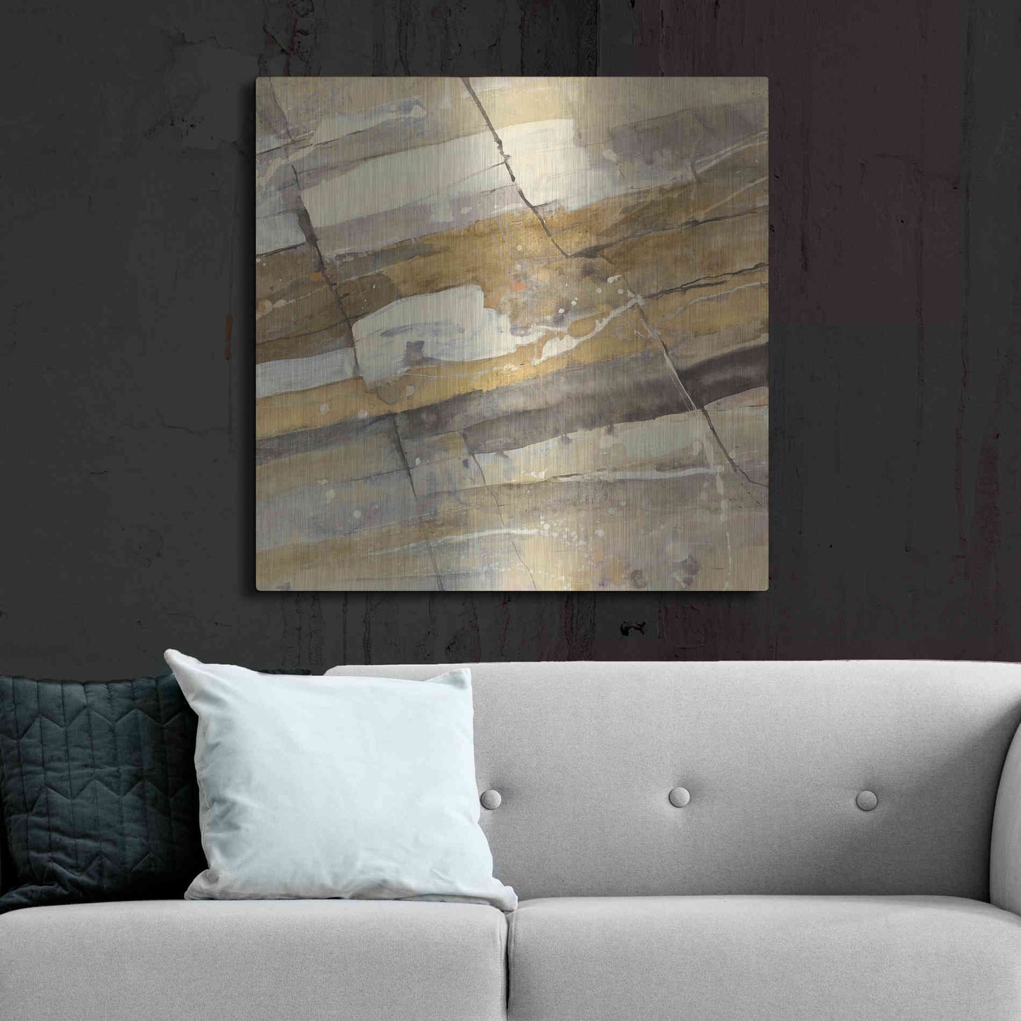 Luxe Metal Art 'Gold Streak' by Albena Hristova, Metal Wall Art,36x36