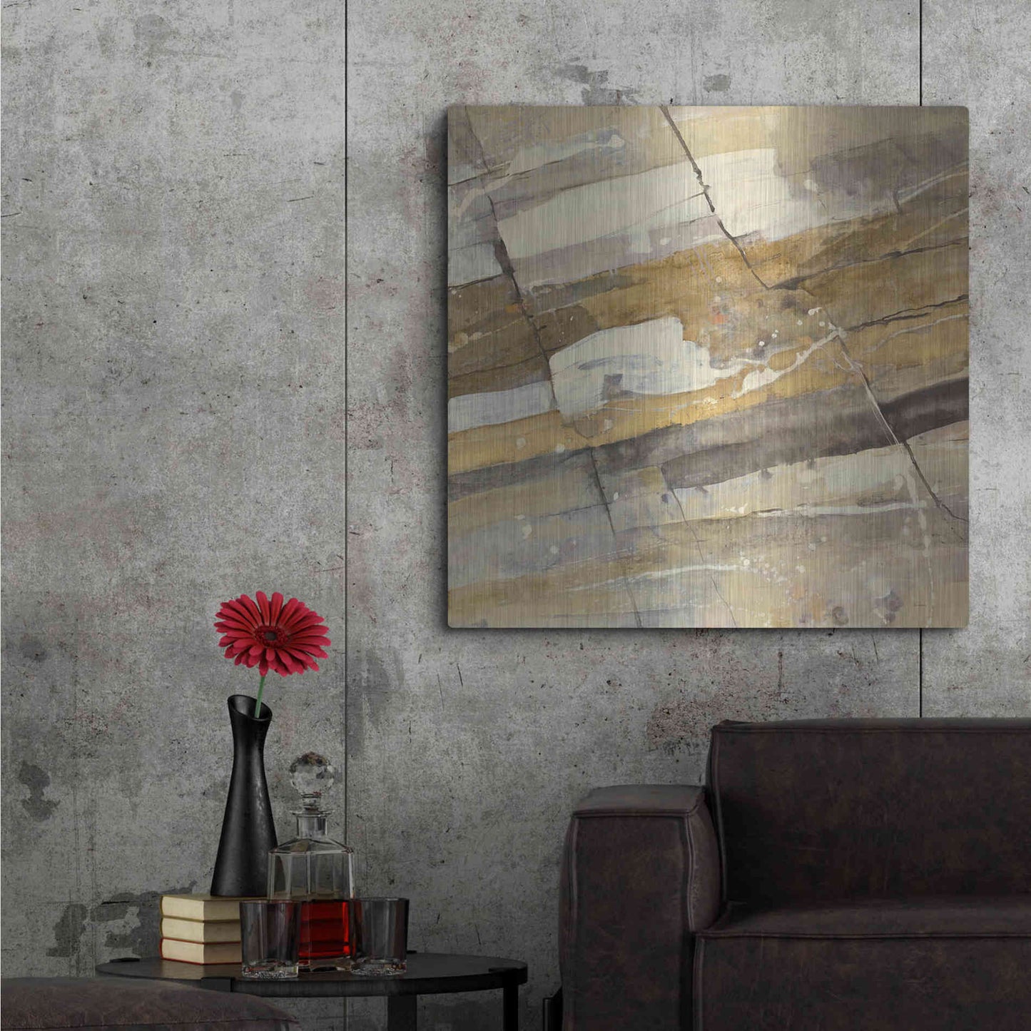 Luxe Metal Art 'Gold Streak' by Albena Hristova, Metal Wall Art,36x36