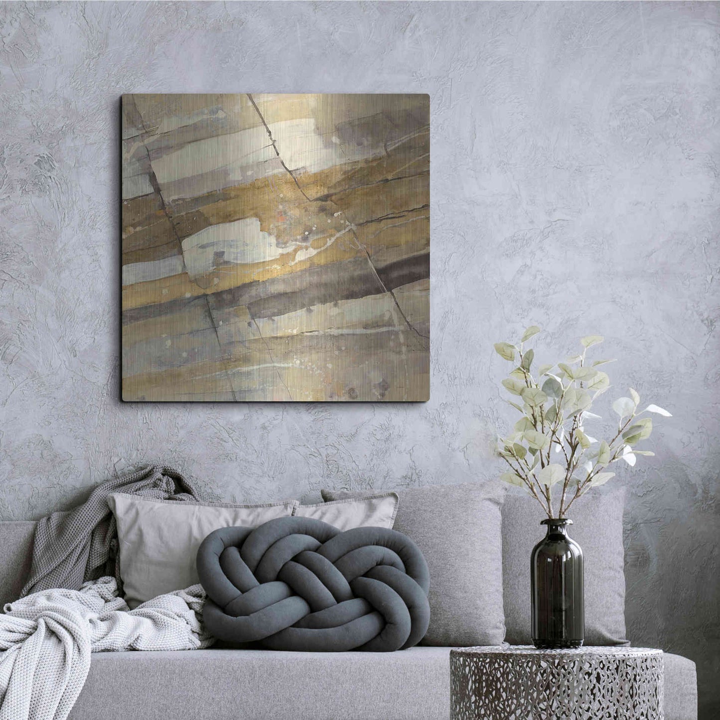 Luxe Metal Art 'Gold Streak' by Albena Hristova, Metal Wall Art,36x36