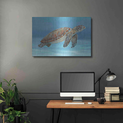 Luxe Metal Art 'Ocean Sea Turtle I' by Tim O'Toole, Metal Wall Art,36x24