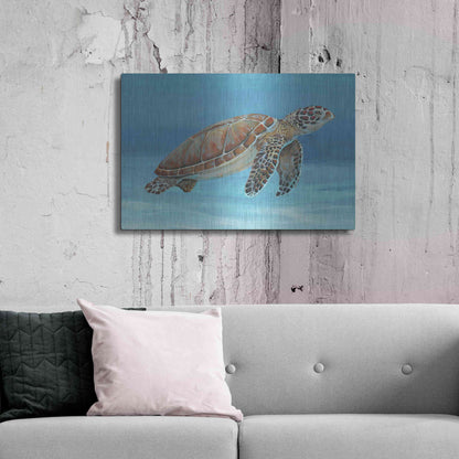 Luxe Metal Art 'Ocean Sea Turtle I' by Tim O'Toole, Metal Wall Art,36x24