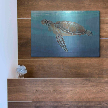 Luxe Metal Art 'Ocean Sea Turtle II' by Tim O'Toole, Metal Wall Art,16x12