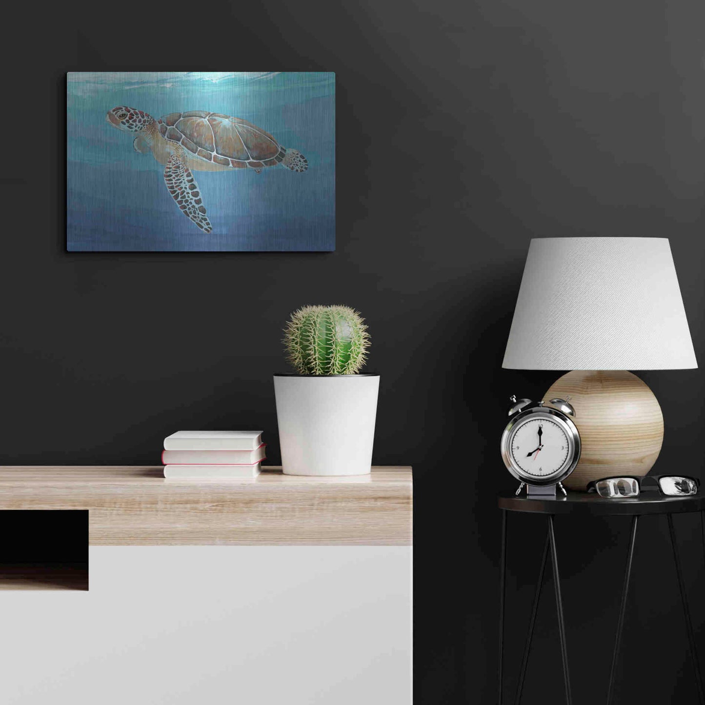 Luxe Metal Art 'Ocean Sea Turtle II' by Tim O'Toole, Metal Wall Art,24x16
