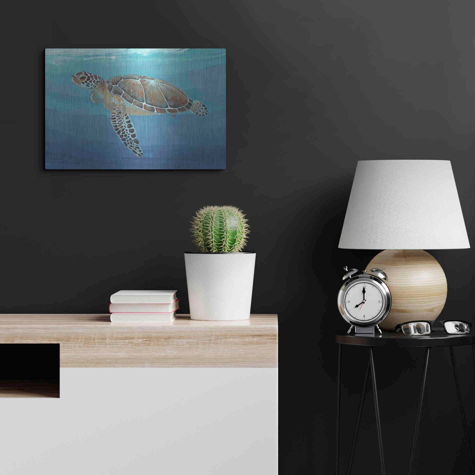 Luxe Metal Art 'Ocean Sea Turtle II' by Tim O'Toole, Metal Wall Art,24x16