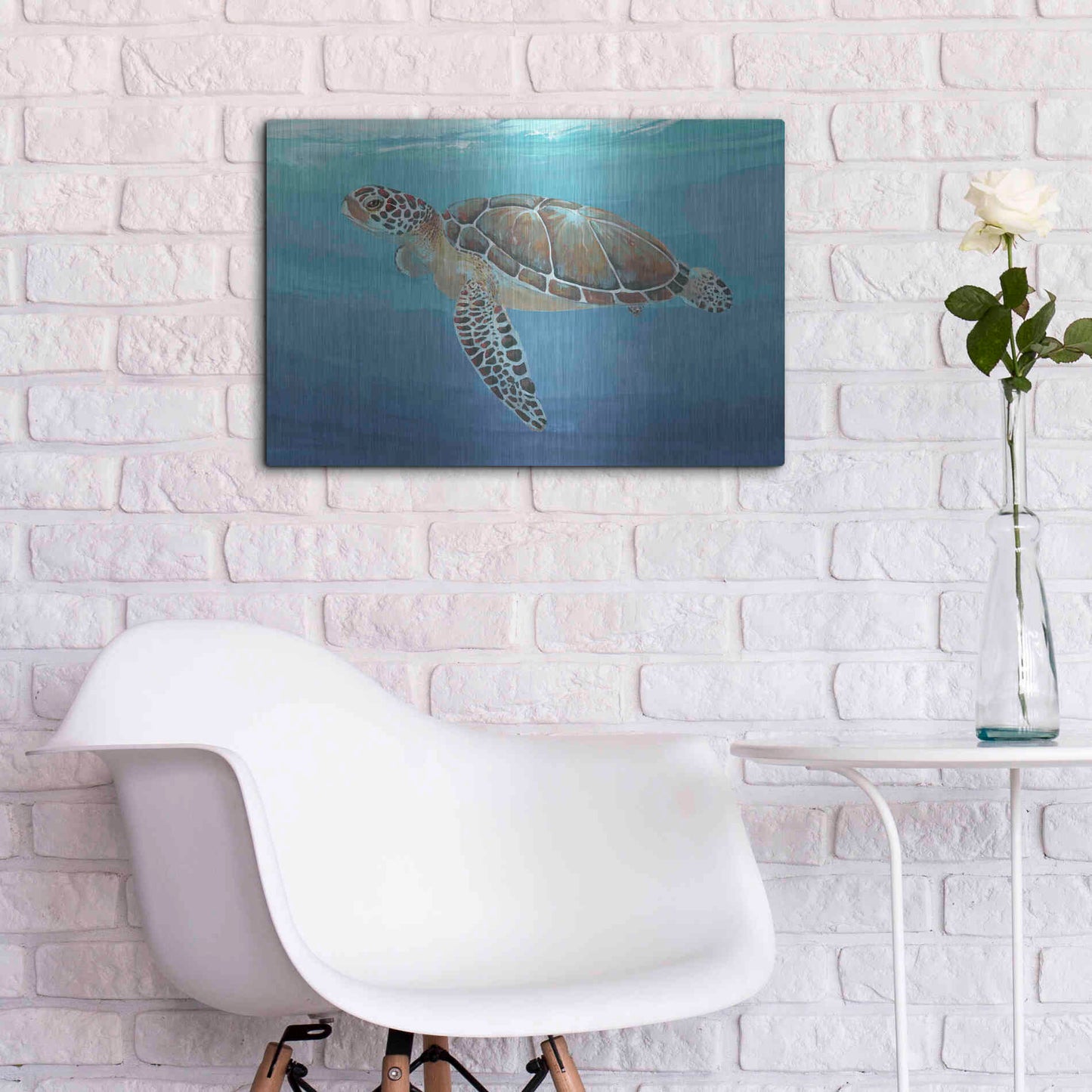 Luxe Metal Art 'Ocean Sea Turtle II' by Tim O'Toole, Metal Wall Art,24x16
