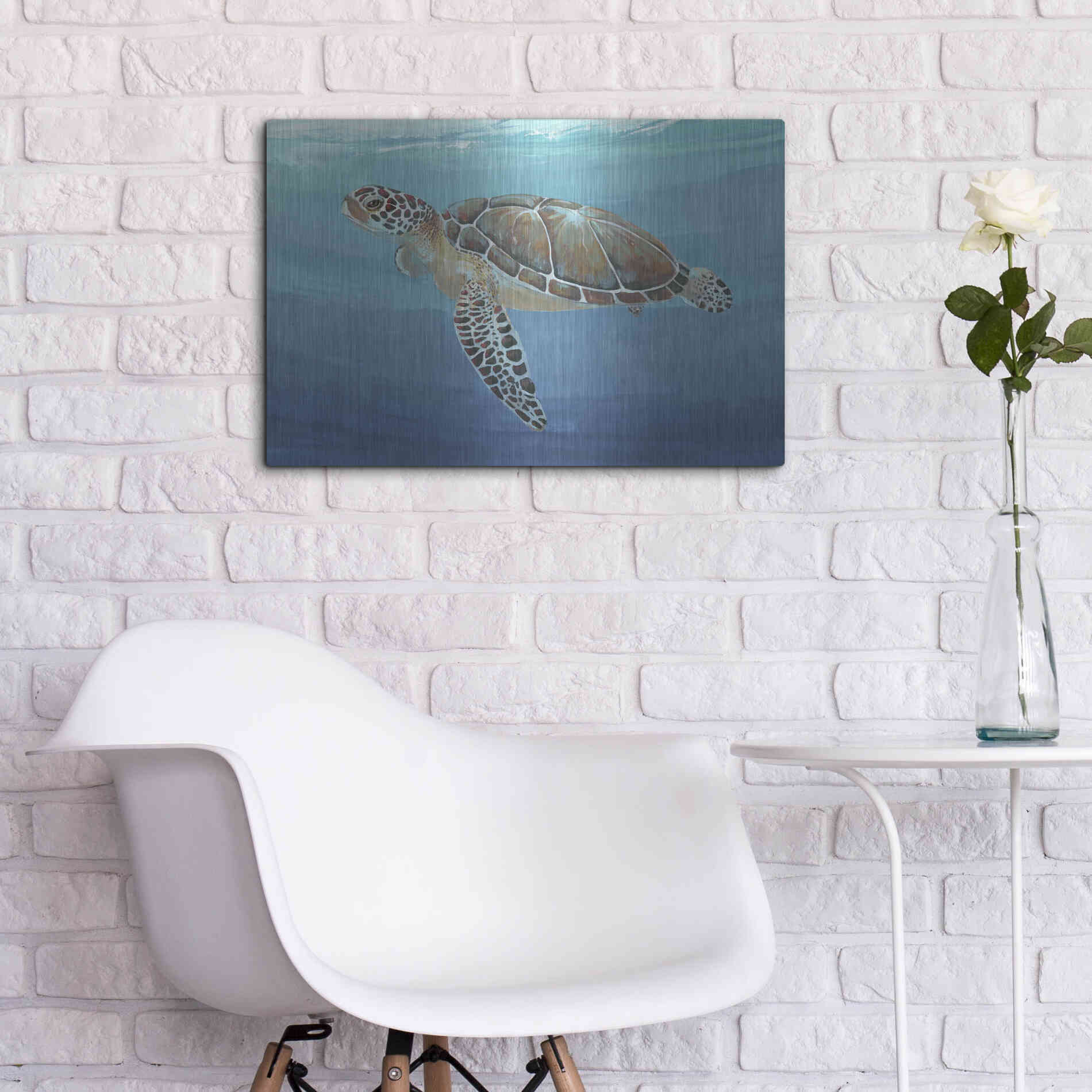 Luxe Metal Art 'Ocean Sea Turtle II' by Tim O'Toole, Metal Wall Art,24x16