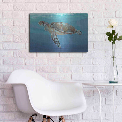 Luxe Metal Art 'Ocean Sea Turtle II' by Tim O'Toole, Metal Wall Art,24x16