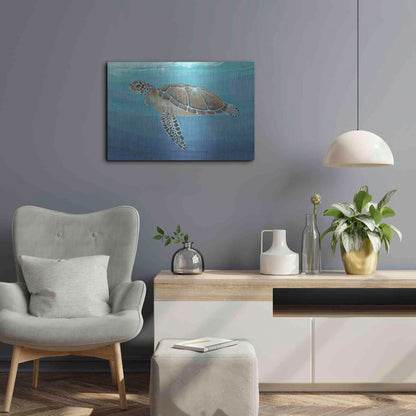 Luxe Metal Art 'Ocean Sea Turtle II' by Tim O'Toole, Metal Wall Art,24x16