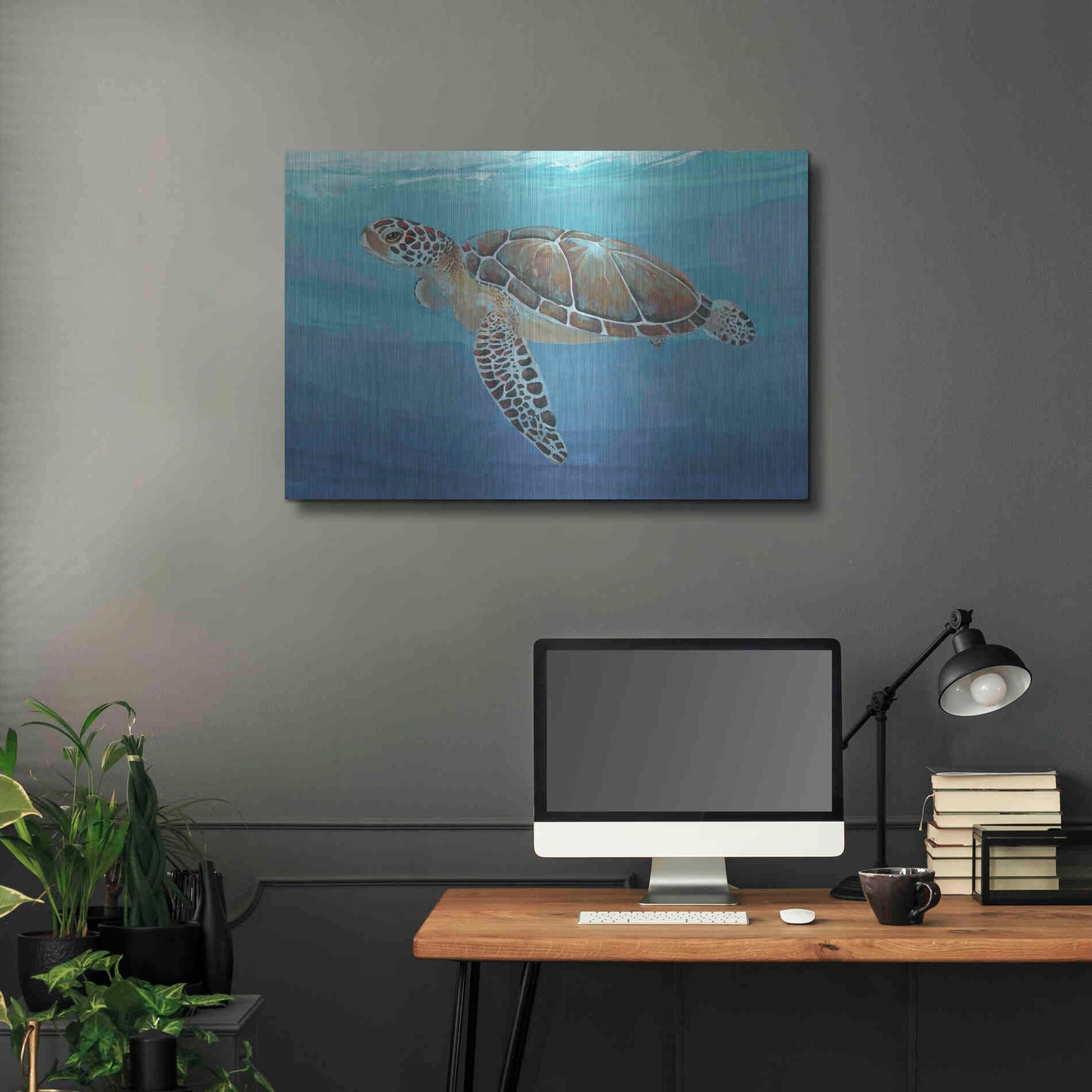 Luxe Metal Art 'Ocean Sea Turtle II' by Tim O'Toole, Metal Wall Art,36x24