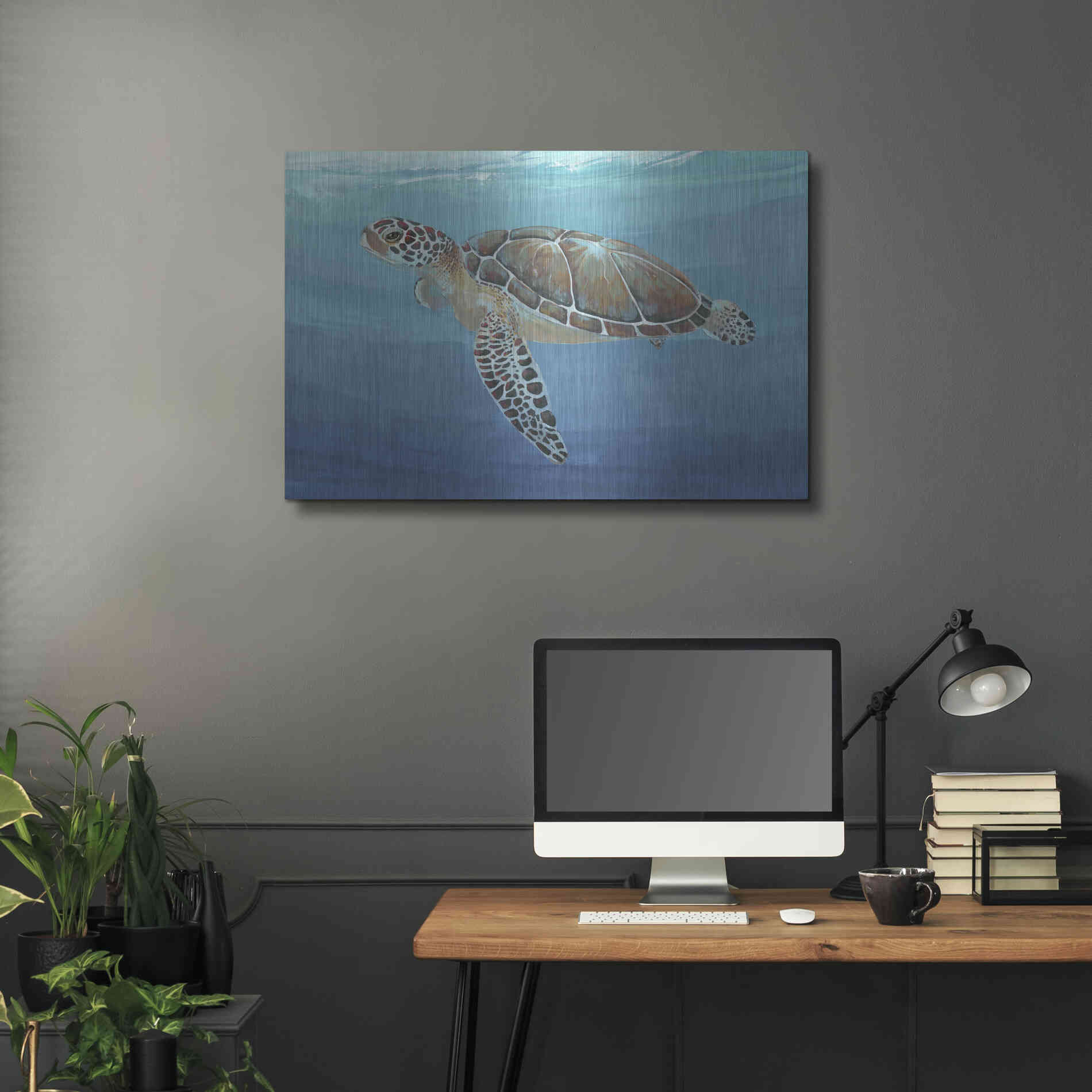 Luxe Metal Art 'Ocean Sea Turtle II' by Tim O'Toole, Metal Wall Art,36x24