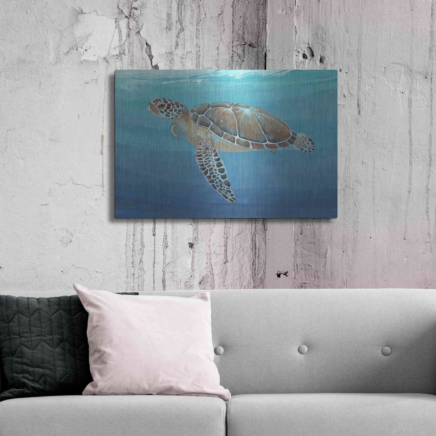 Luxe Metal Art 'Ocean Sea Turtle II' by Tim O'Toole, Metal Wall Art,36x24