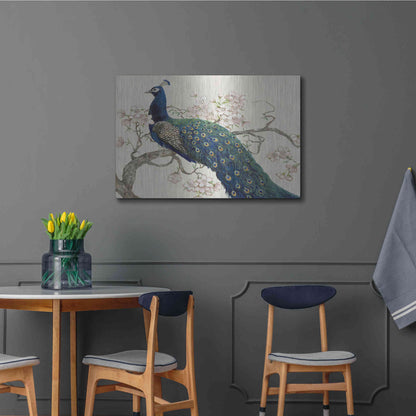 Luxe Metal Art 'Peacock & Blossoms II' by Tim O'Toole, Metal Wall Art,36x24