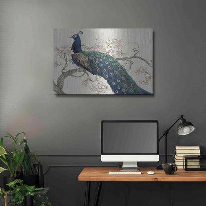 Luxe Metal Art 'Peacock & Blossoms II' by Tim O'Toole, Metal Wall Art,36x24