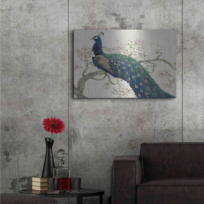 Luxe Metal Art 'Peacock & Blossoms II' by Tim O'Toole, Metal Wall Art,36x24