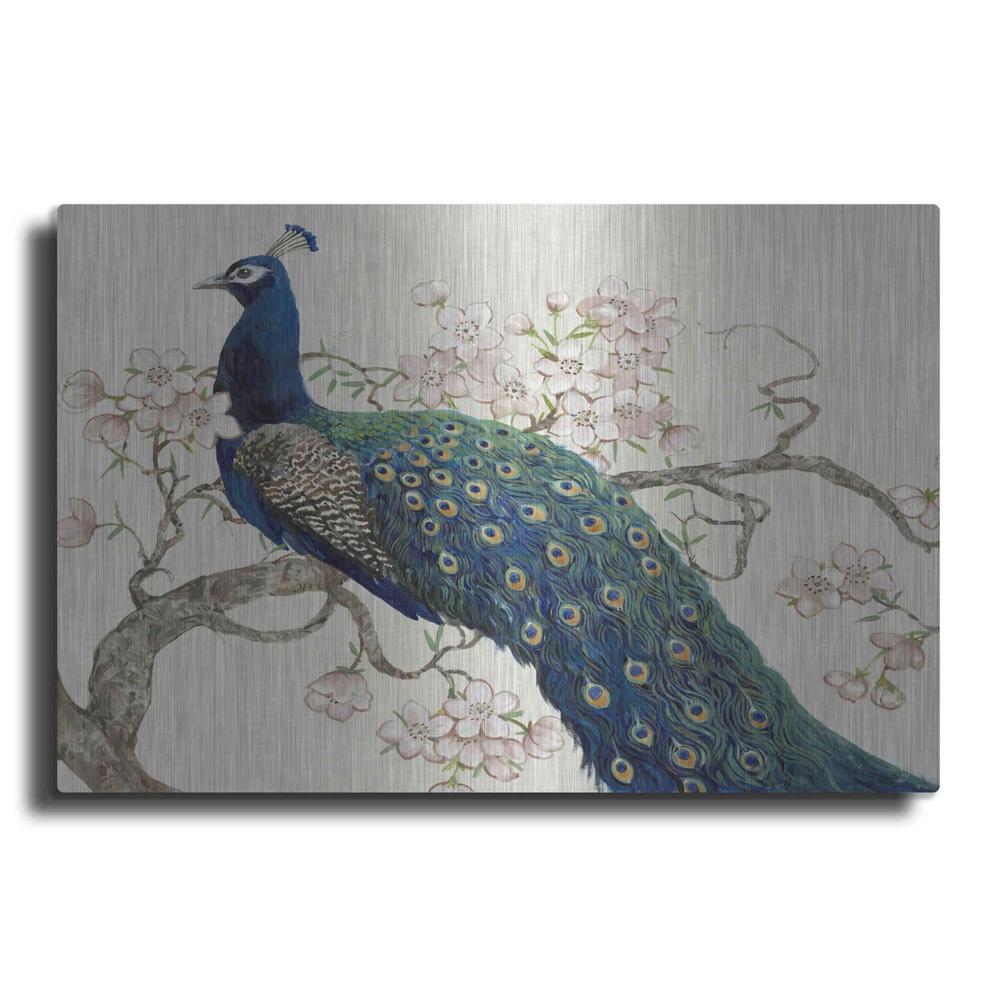 Luxe Metal Art 'Peacock & Blossoms II' by Tim O'Toole, Metal Wall Art