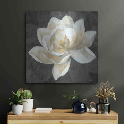 Luxe Metal Art 'Majestic Magnolia Neutral Sq' by Albena Hristova, Metal Wall Art,24x24