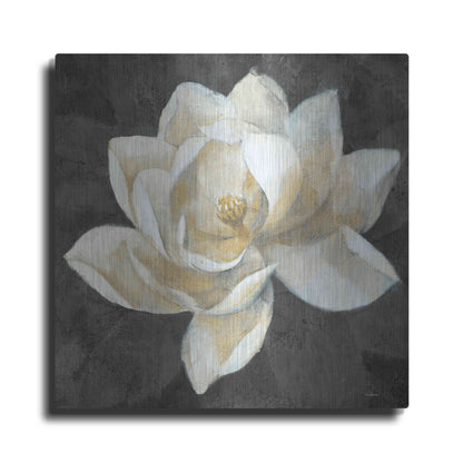 Luxe Metal Art 'Majestic Magnolia Neutral Sq' by Albena Hristova, Metal Wall Art