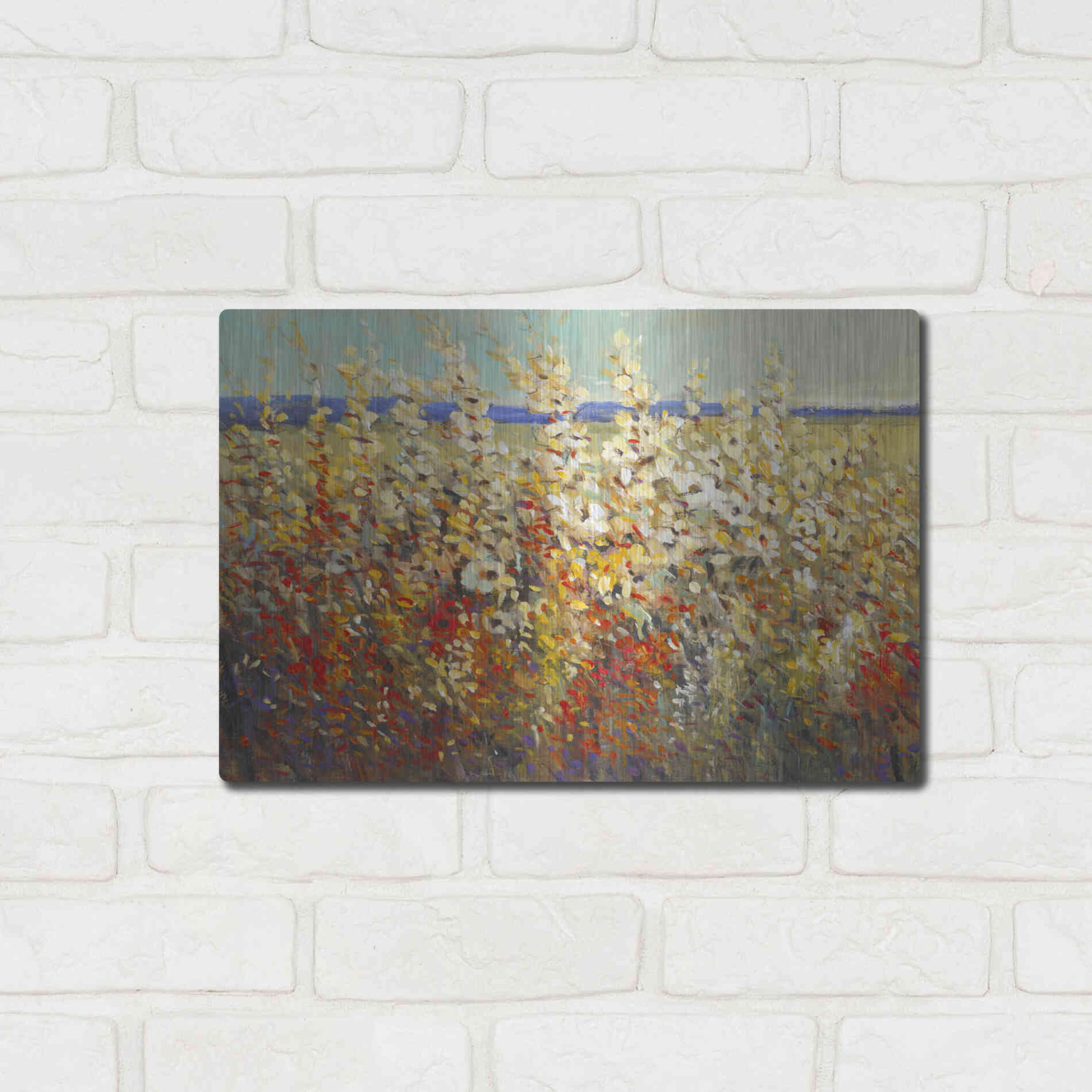 Luxe Metal Art 'Field of Spring Flowers II' by Tim O'Toole, Metal Wall Art,16x12