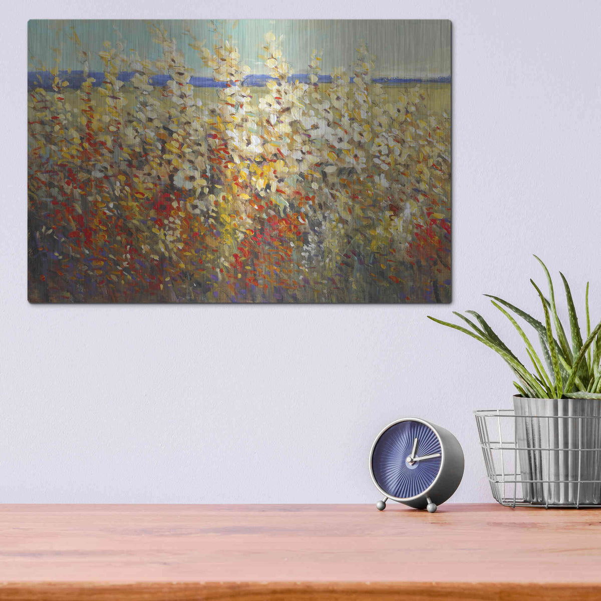 Luxe Metal Art 'Field of Spring Flowers II' by Tim O'Toole, Metal Wall Art,16x12