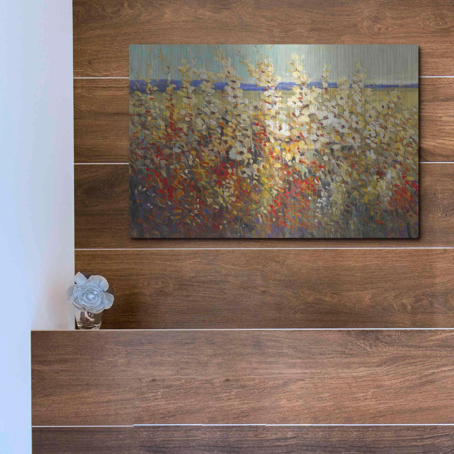 Luxe Metal Art 'Field of Spring Flowers II' by Tim O'Toole, Metal Wall Art,16x12