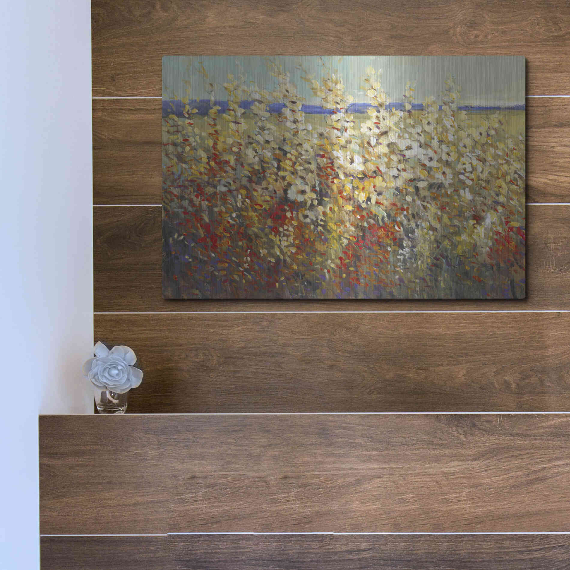 Luxe Metal Art 'Field of Spring Flowers II' by Tim O'Toole, Metal Wall Art,16x12
