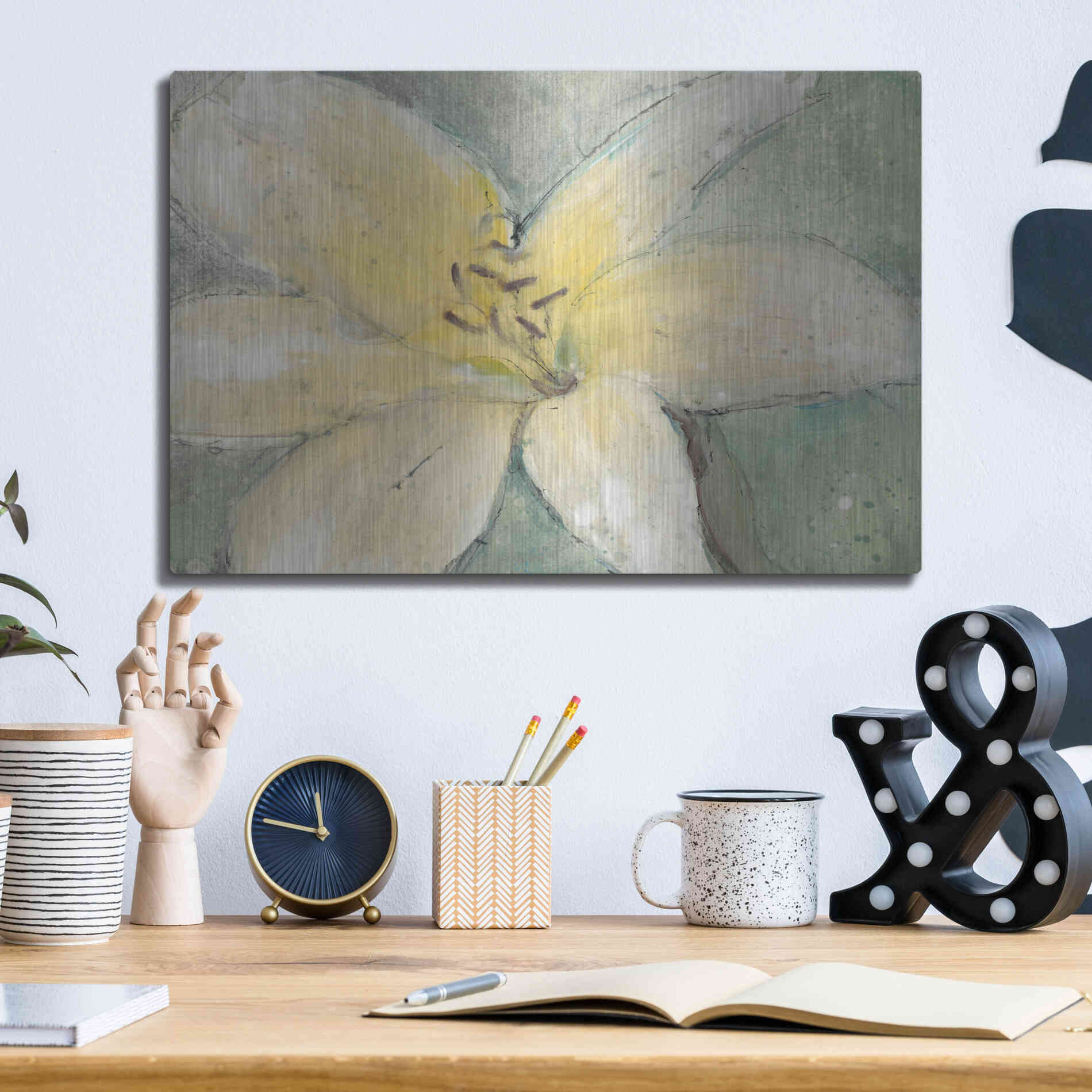 Luxe Metal Art 'Floral Spirit III' by Tim O'Toole, Metal Wall Art,16x12