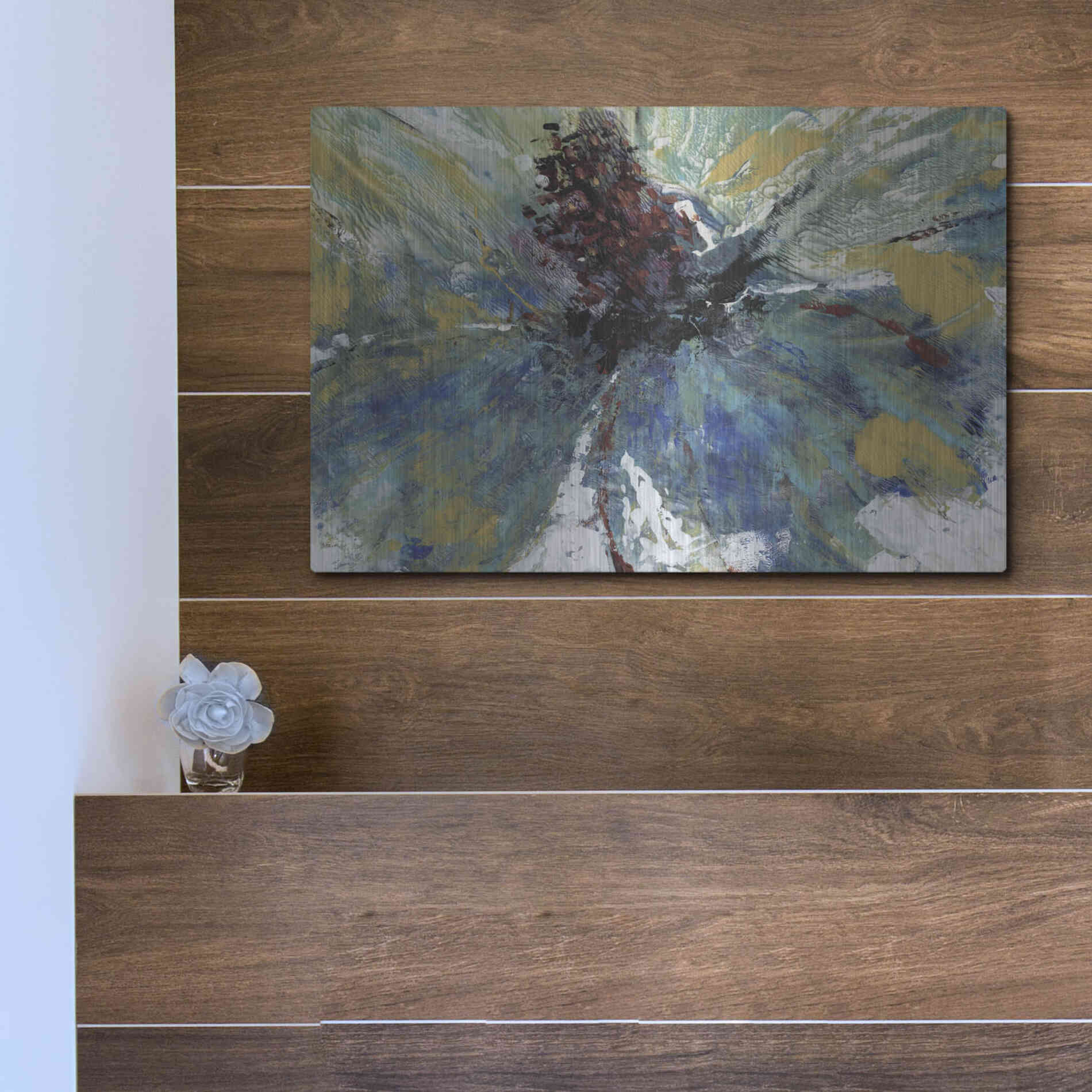 Luxe Metal Art 'Blue Splash I' by Tim O'Toole, Metal Wall Art,16x12