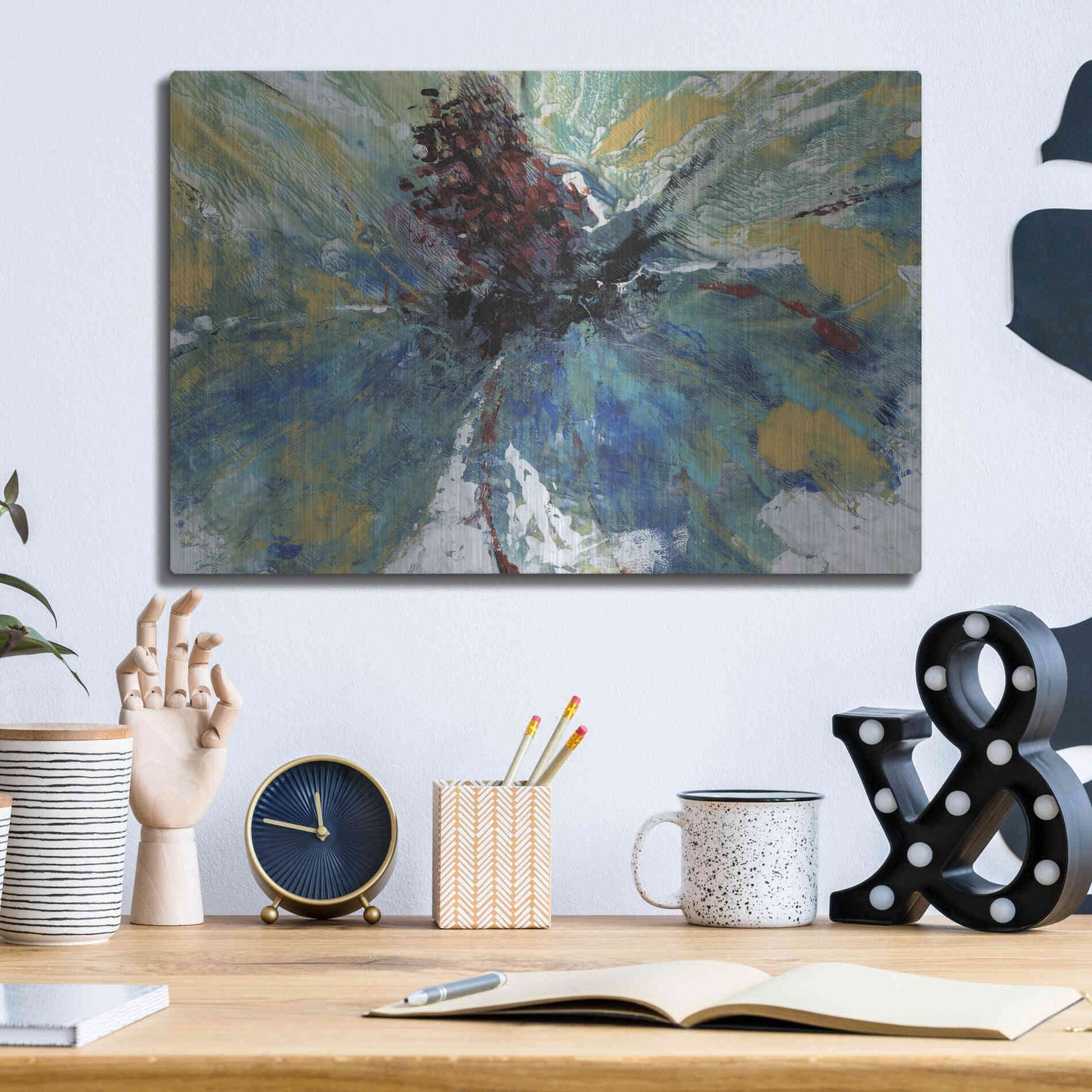 Luxe Metal Art 'Blue Splash I' by Tim O'Toole, Metal Wall Art,16x12