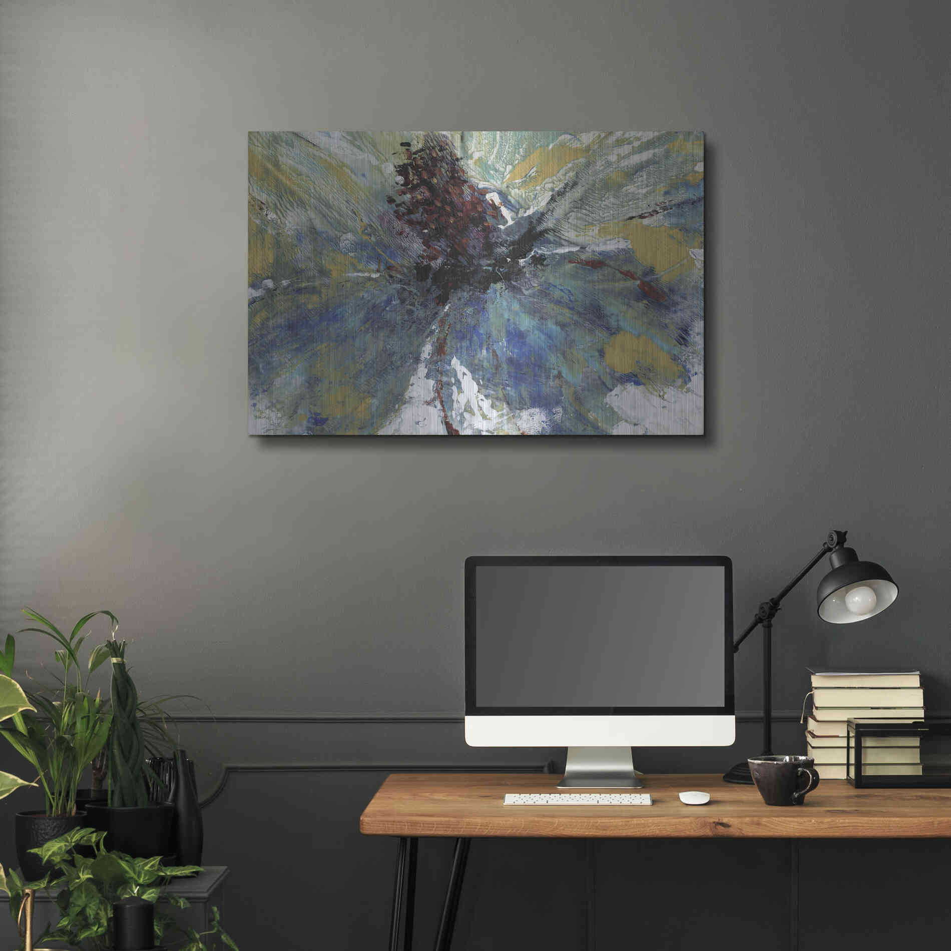 Luxe Metal Art 'Blue Splash I' by Tim O'Toole, Metal Wall Art,36x24