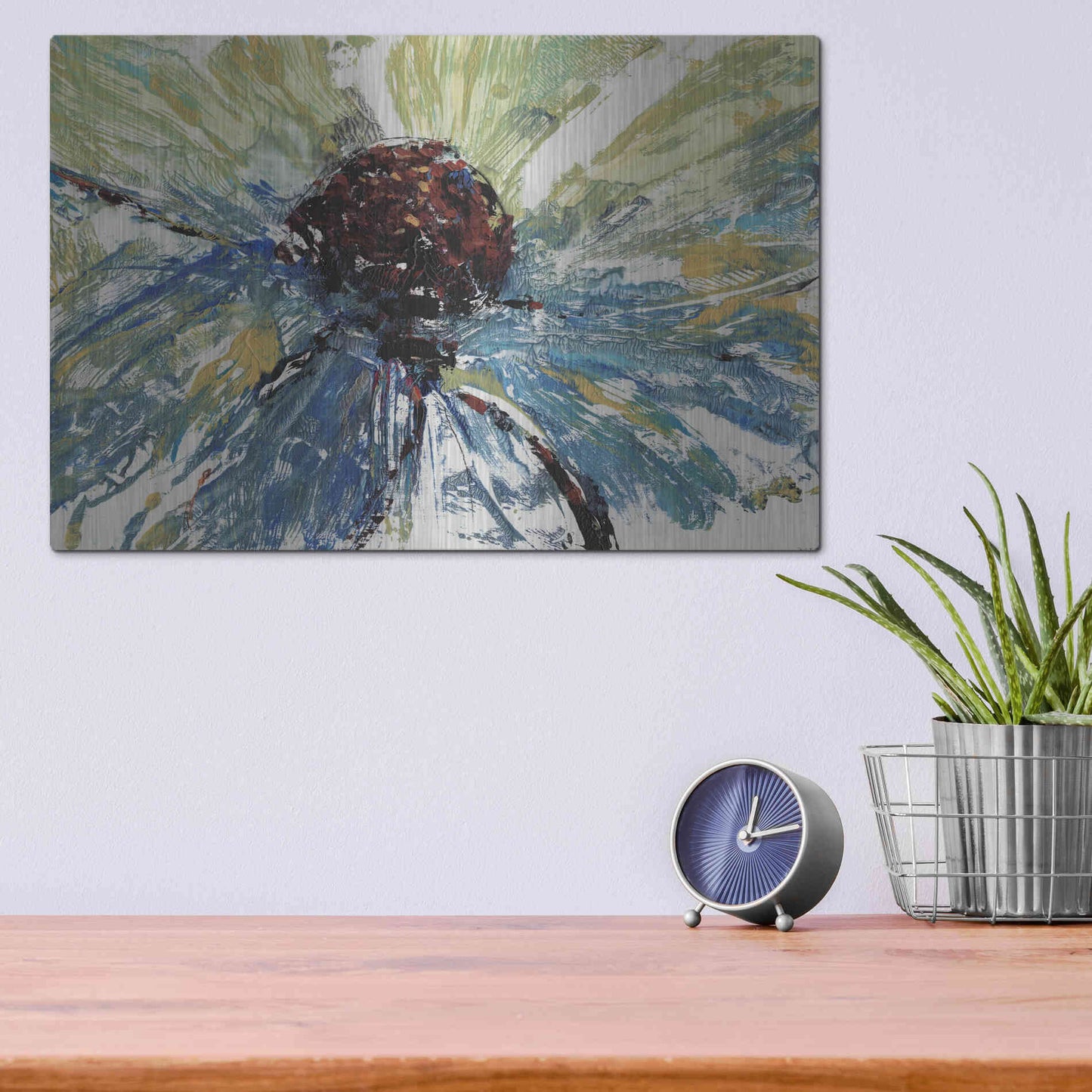 Luxe Metal Art 'Blue Splash II' by Tim O'Toole, Metal Wall Art,16x12