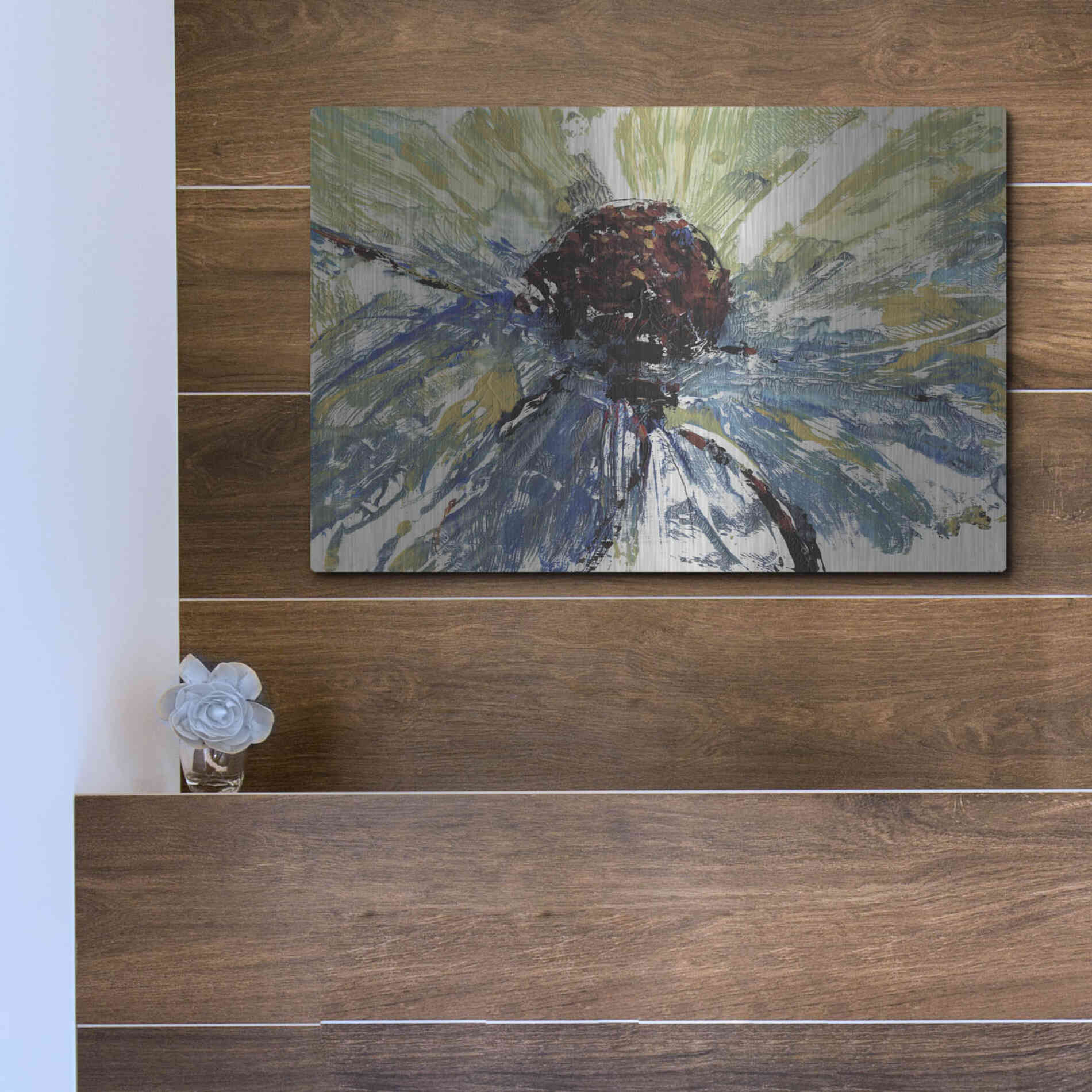 Luxe Metal Art 'Blue Splash II' by Tim O'Toole, Metal Wall Art,16x12