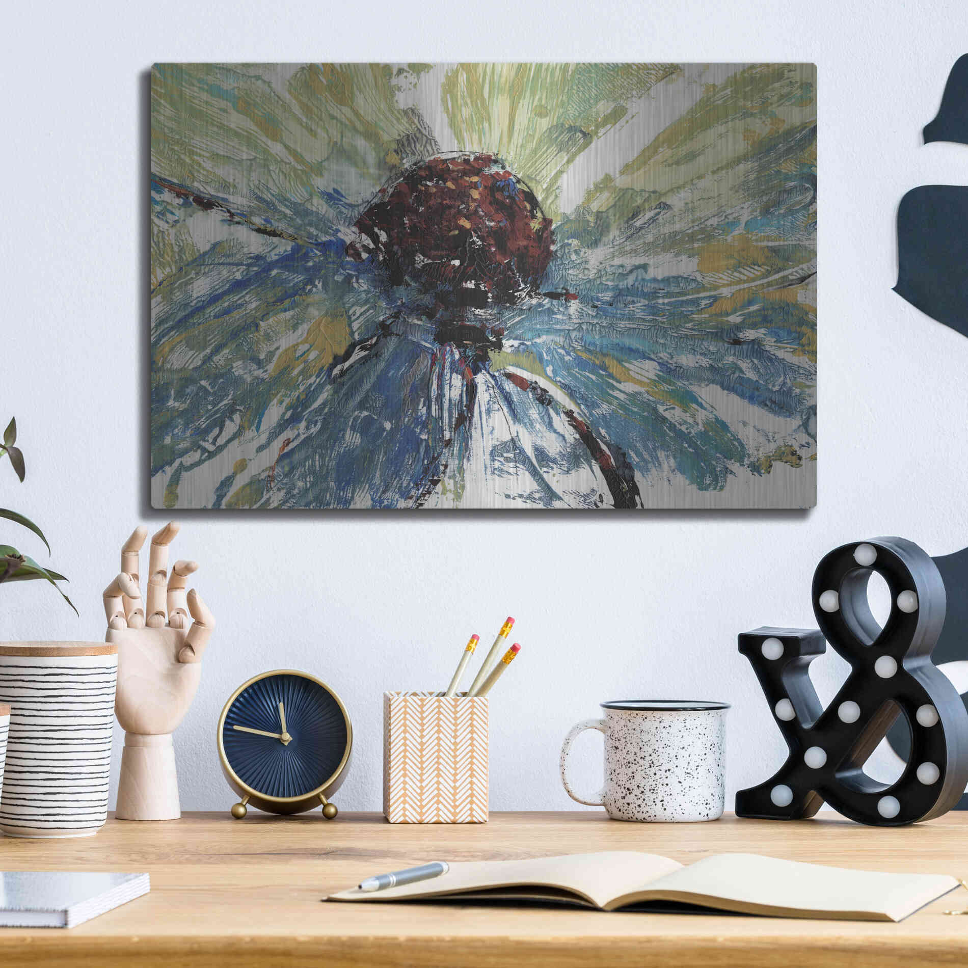 Luxe Metal Art 'Blue Splash II' by Tim O'Toole, Metal Wall Art,16x12