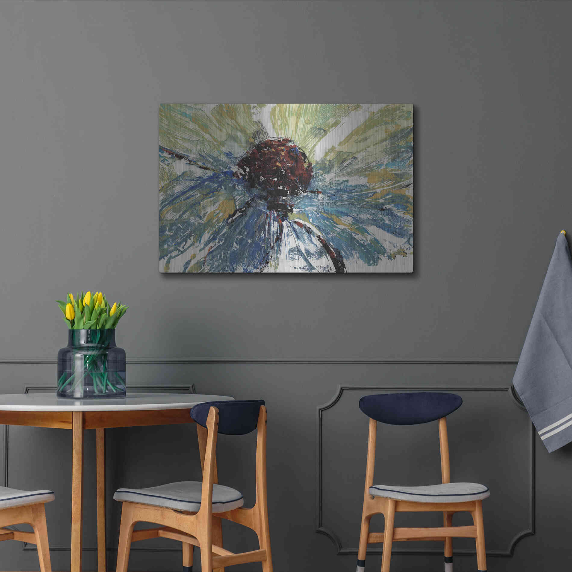 Luxe Metal Art 'Blue Splash II' by Tim O'Toole, Metal Wall Art,36x24