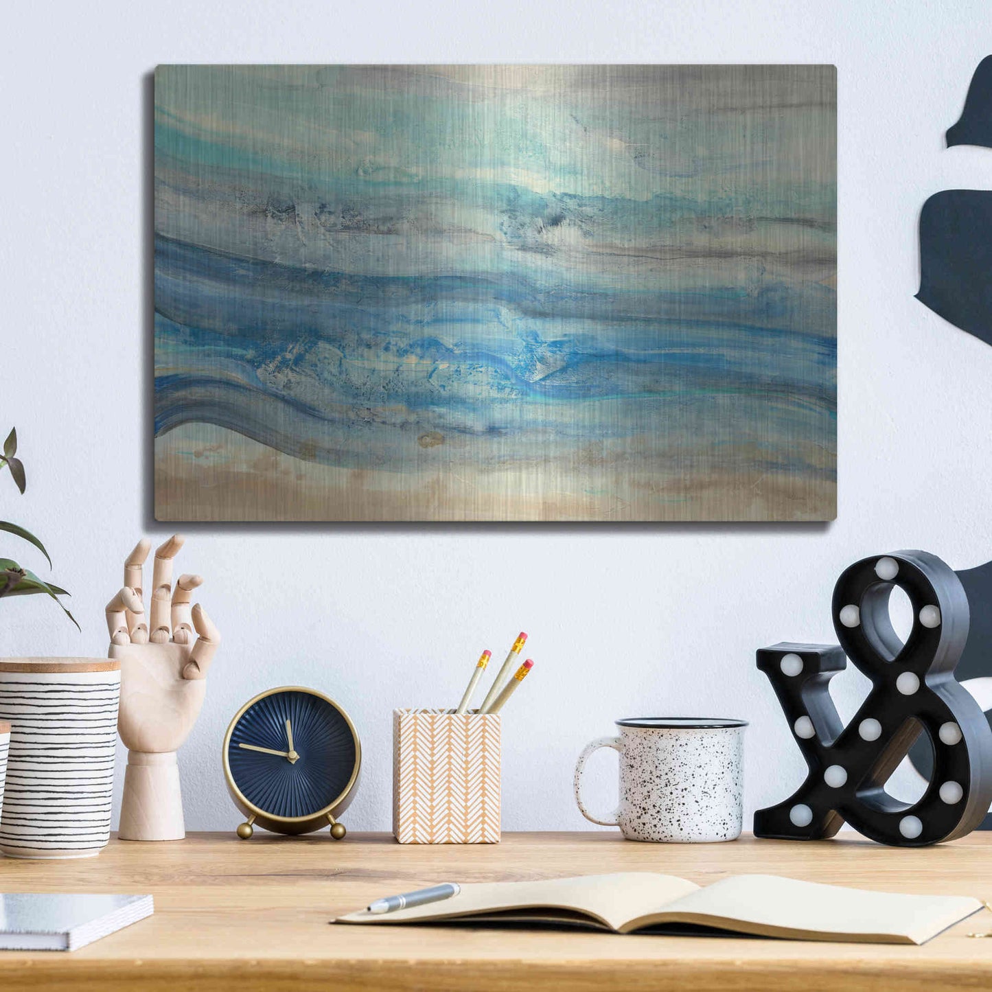 Luxe Metal Art 'Ocean Waves' by Albena Hristova, Metal Wall Art,16x12