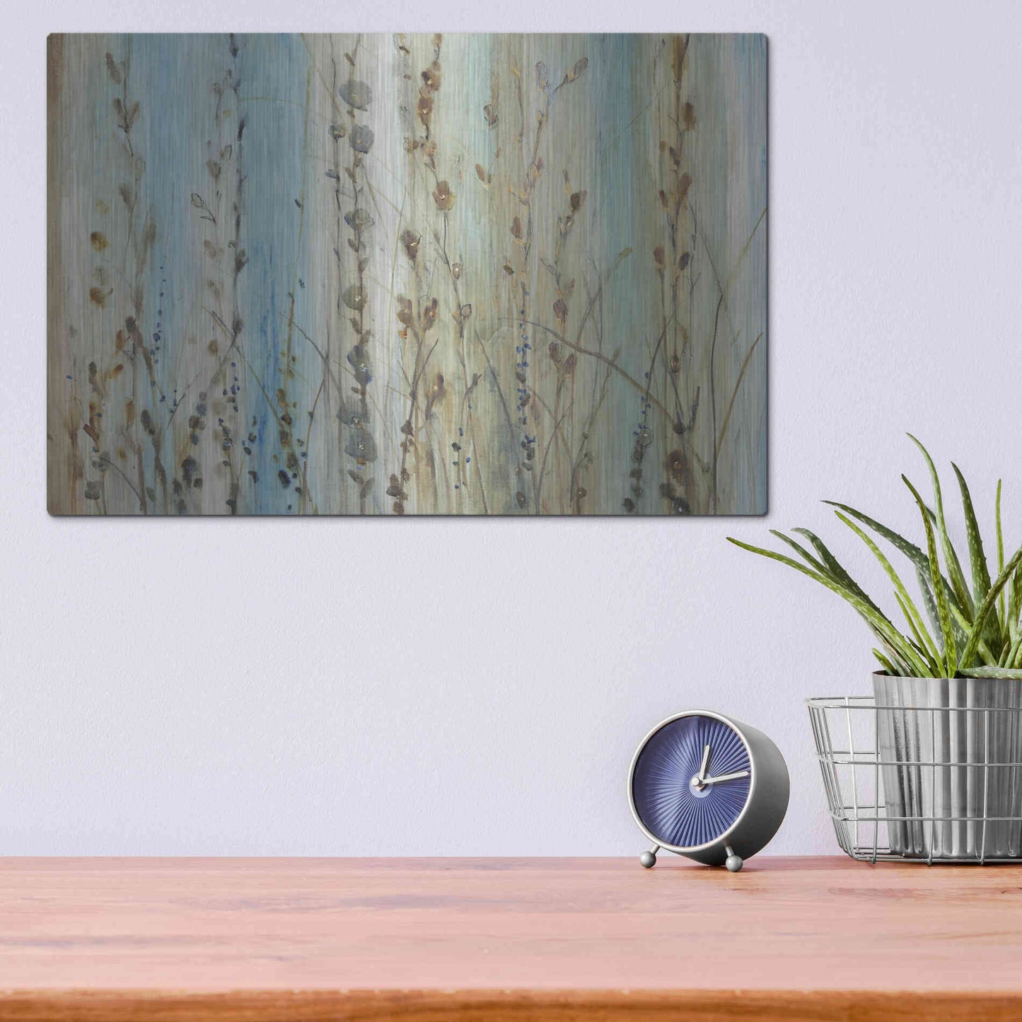 Luxe Metal Art 'Ombre Floral I' by Tim O'Toole, Metal Wall Art,16x12