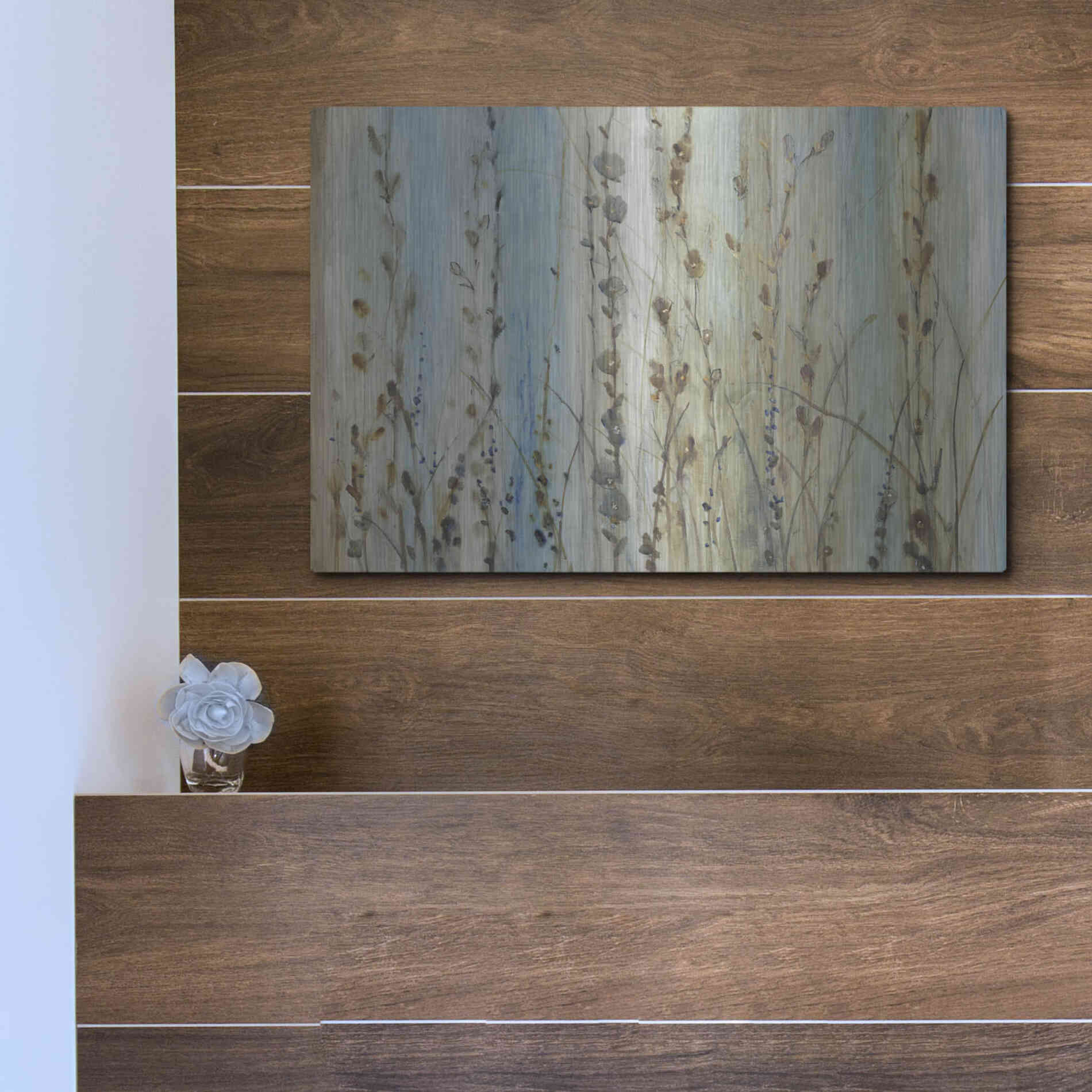 Luxe Metal Art 'Ombre Floral I' by Tim O'Toole, Metal Wall Art,16x12