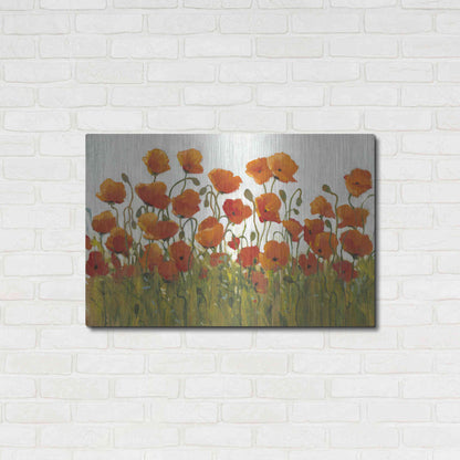 Luxe Metal Art 'Rows of Poppies I' by Tim O'Toole, Metal Wall Art,36x24
