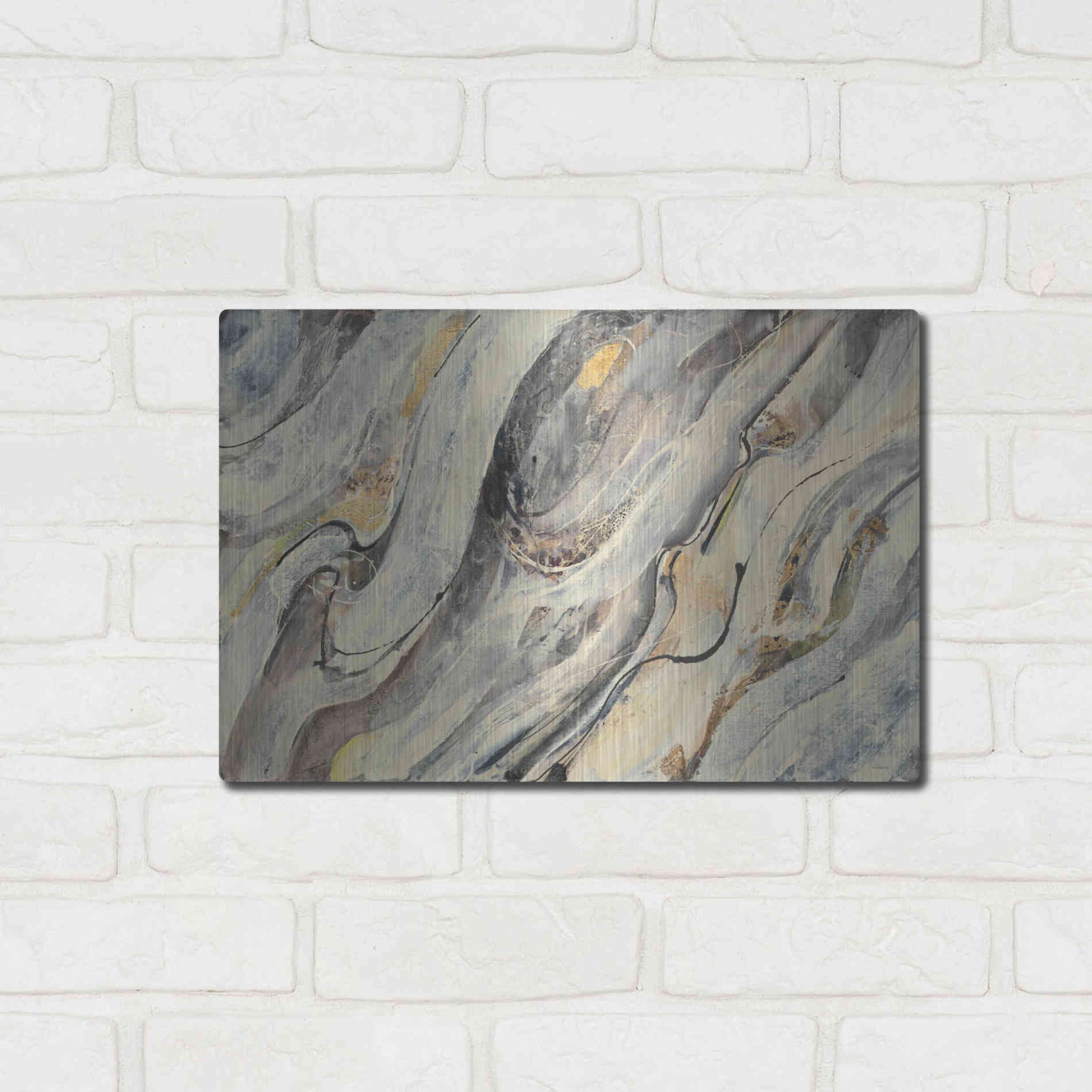 Luxe Metal Art 'Golden Falls' by Albena Hristova, Metal Wall Art,16x12