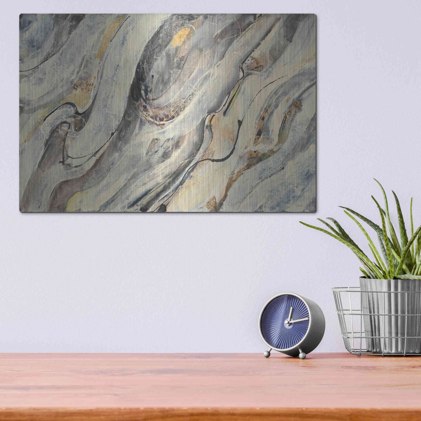Luxe Metal Art 'Golden Falls' by Albena Hristova, Metal Wall Art,16x12