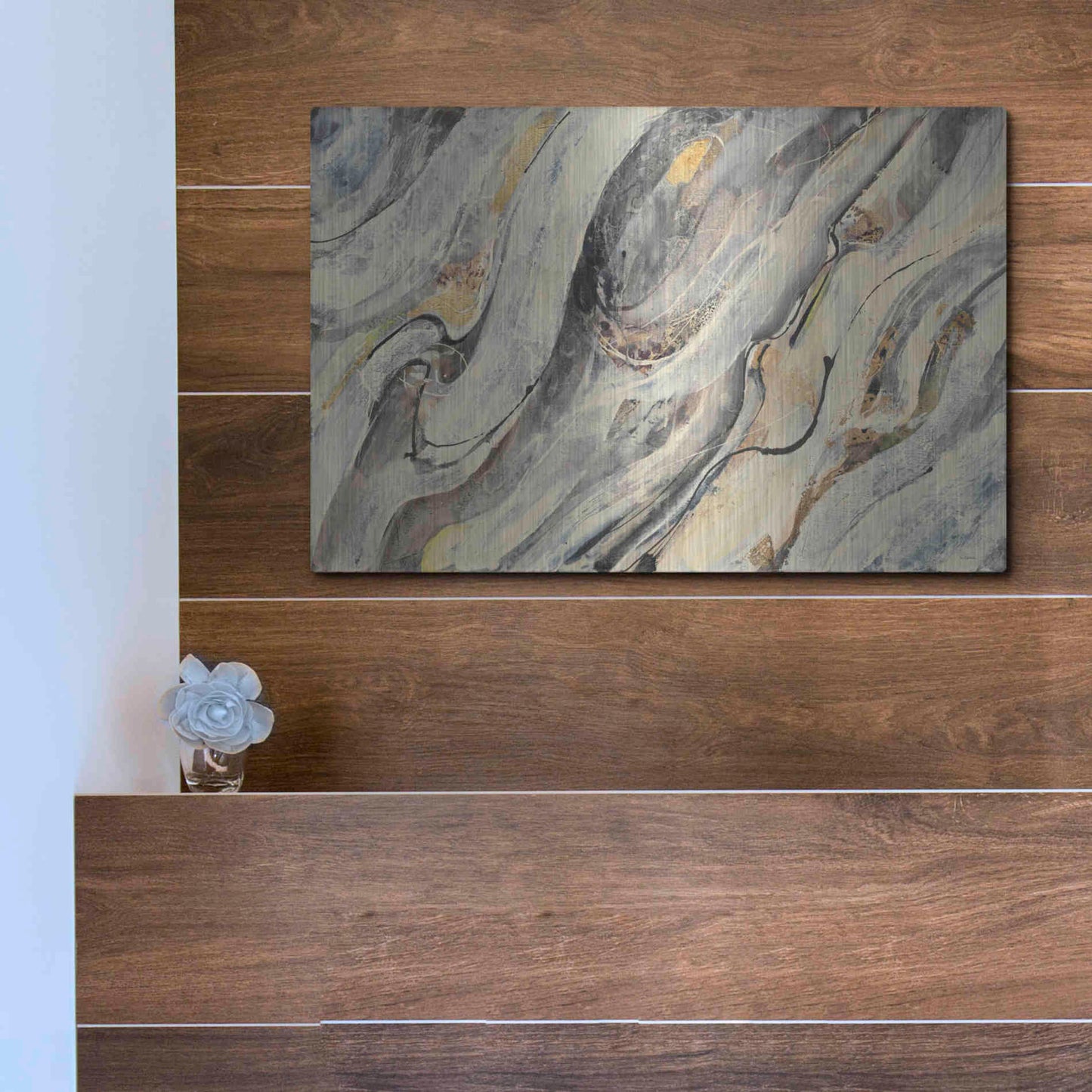 Luxe Metal Art 'Golden Falls' by Albena Hristova, Metal Wall Art,16x12